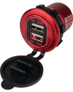 SEA-DOG LINE USB CHARGER RED ALUMINUM DUAL 426504-1