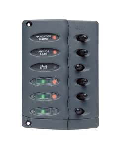 Marinco Contour Switch Panel - Waterproof 6 Way w/Fuse Holder CSP6-F
