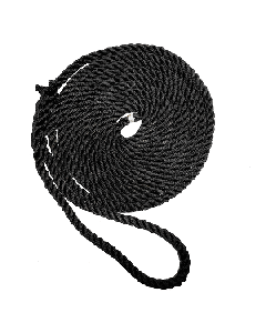 New England Ropes 1/2" X 15' Premium Nylon 3 Strand Dock Line - Black C6054-16-00015