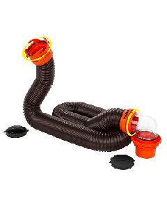 CAMCO RHINOFLEX 15' SEWER HOSE KIT W/ 4 IN 1 ELBOW, CAPS 39761