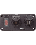BLUE SEA 4363 ACCESSORY PANEL 12V SOCKET & DUAL USB 4363